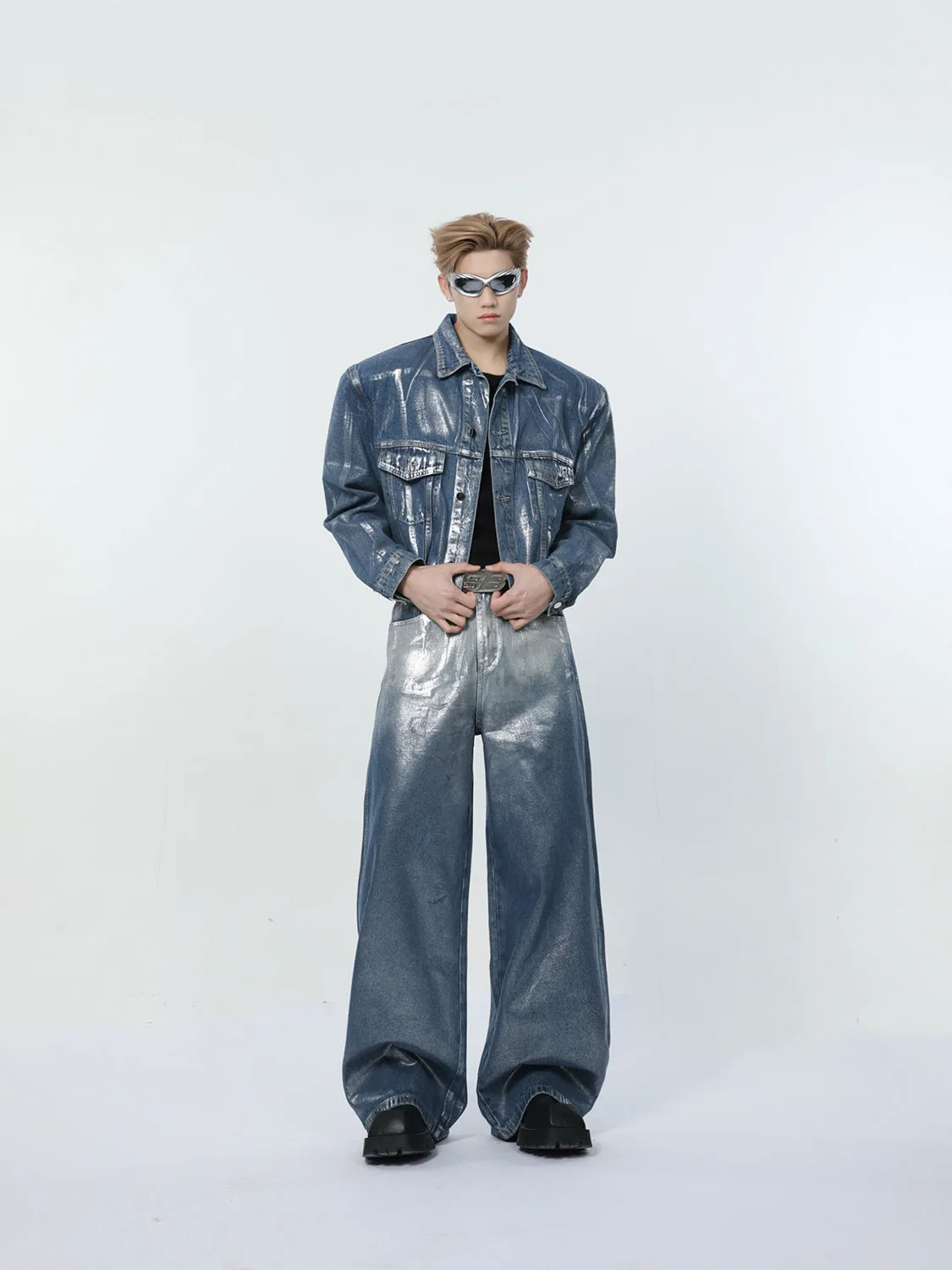 【24s March.】Liquid Washed Distressed Denim Suit