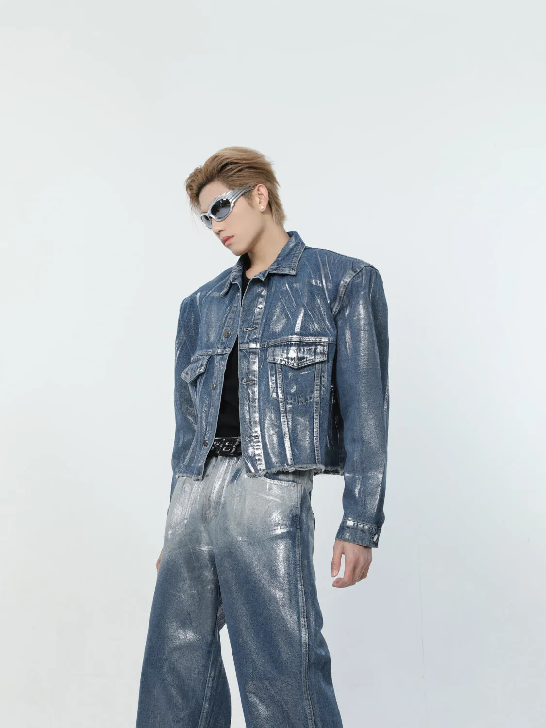 【24s March.】Liquid Washed Distressed Denim Suit