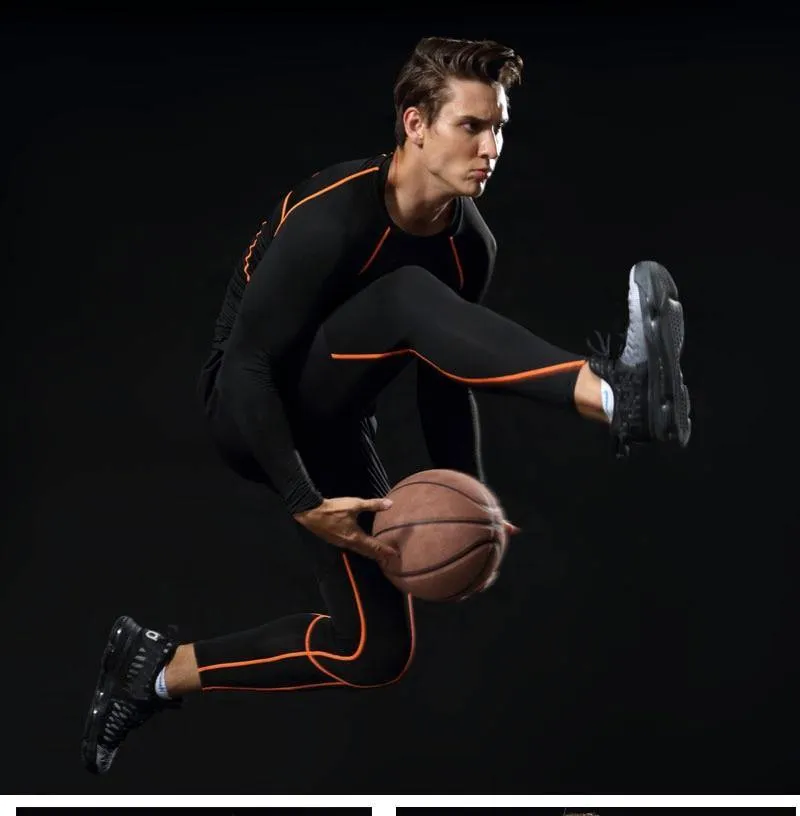 3 Piece Men Gym running sets compression Gym Fitness tight sets sportswear sport basketball jerseys training kit