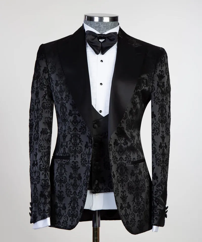 3 Pieces Black Designer Tuxedo