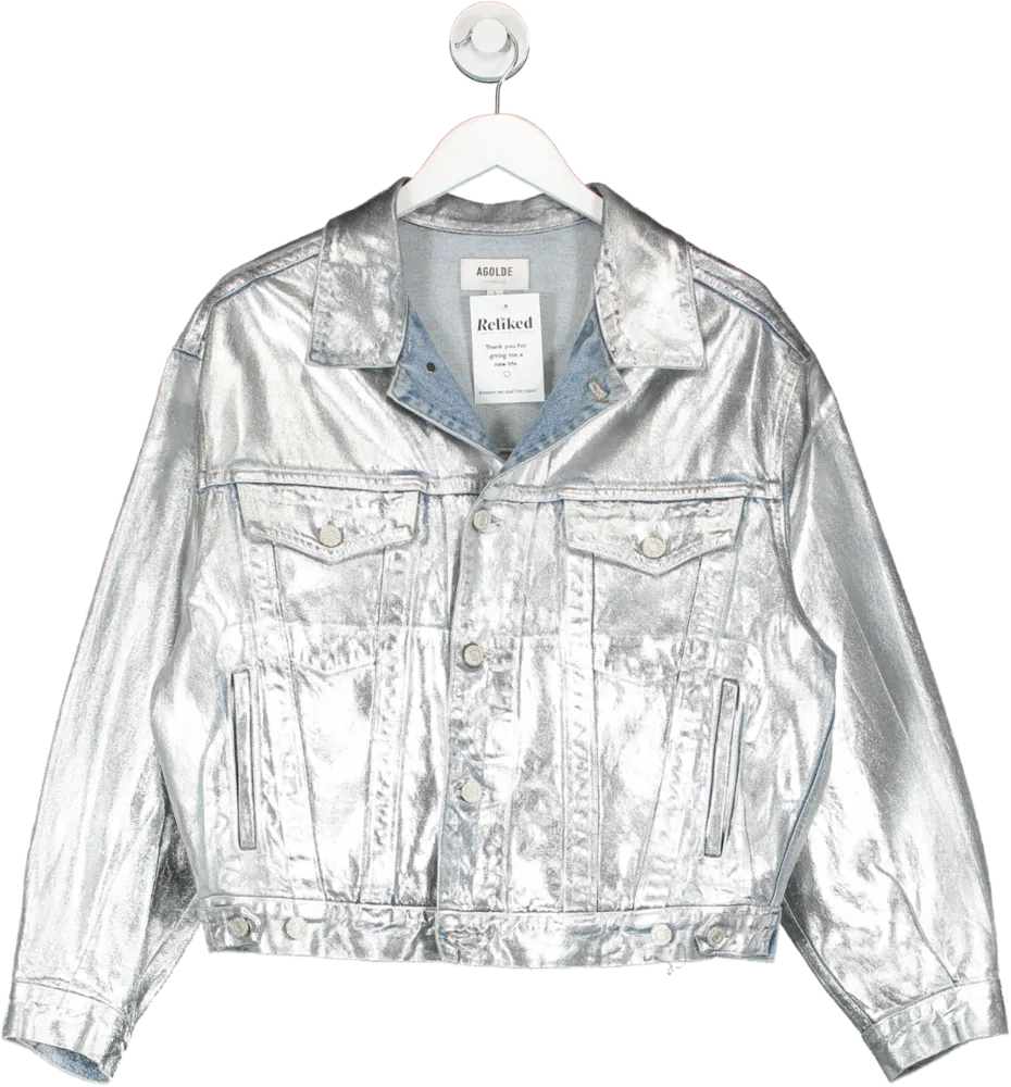 AGOLDE Charli Metallic Oversized Denim Jacket UK S