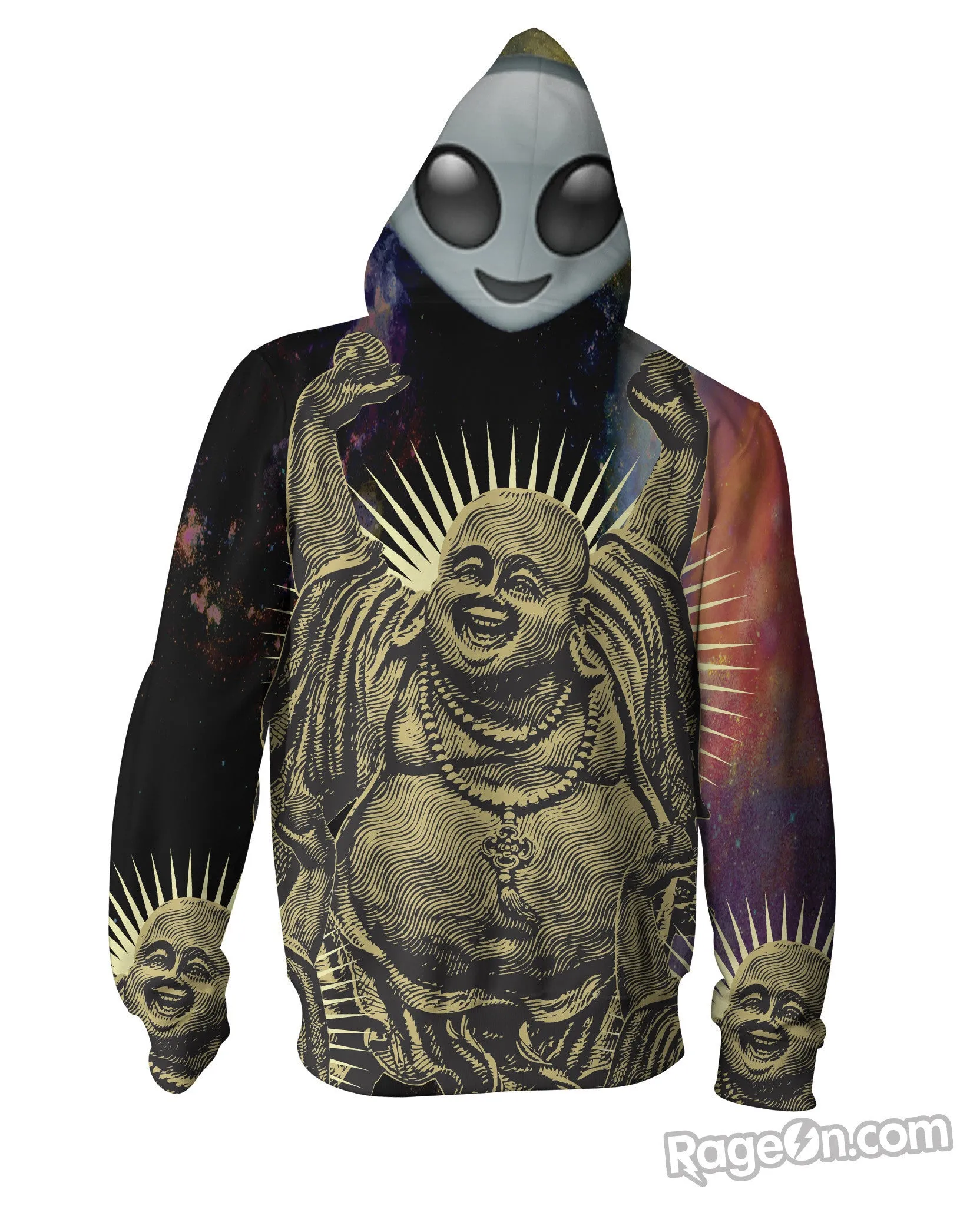 Alien Space Buddha Zip-Up Hoodie