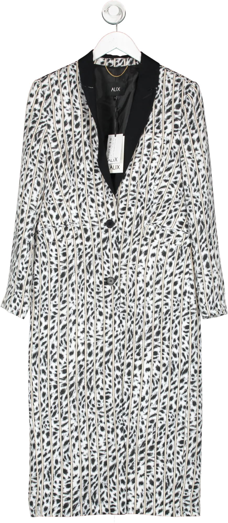 Alix NYC White Animal Print Longline Blazer / Duster Coat UK S