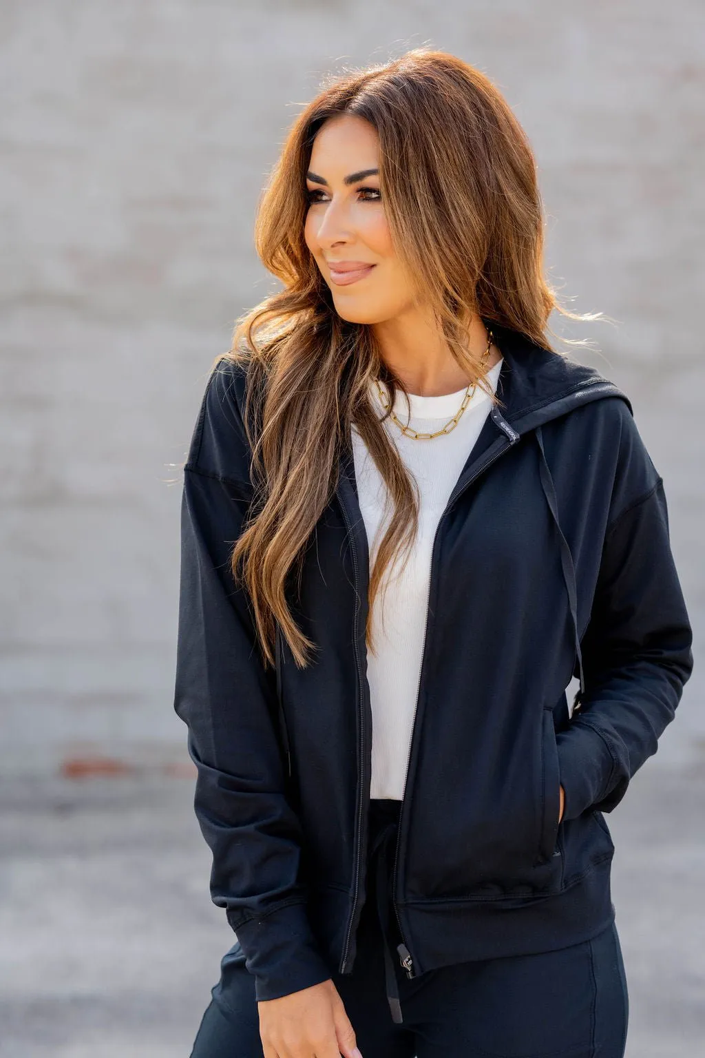 Athletic Zip Up Hooded Jacket