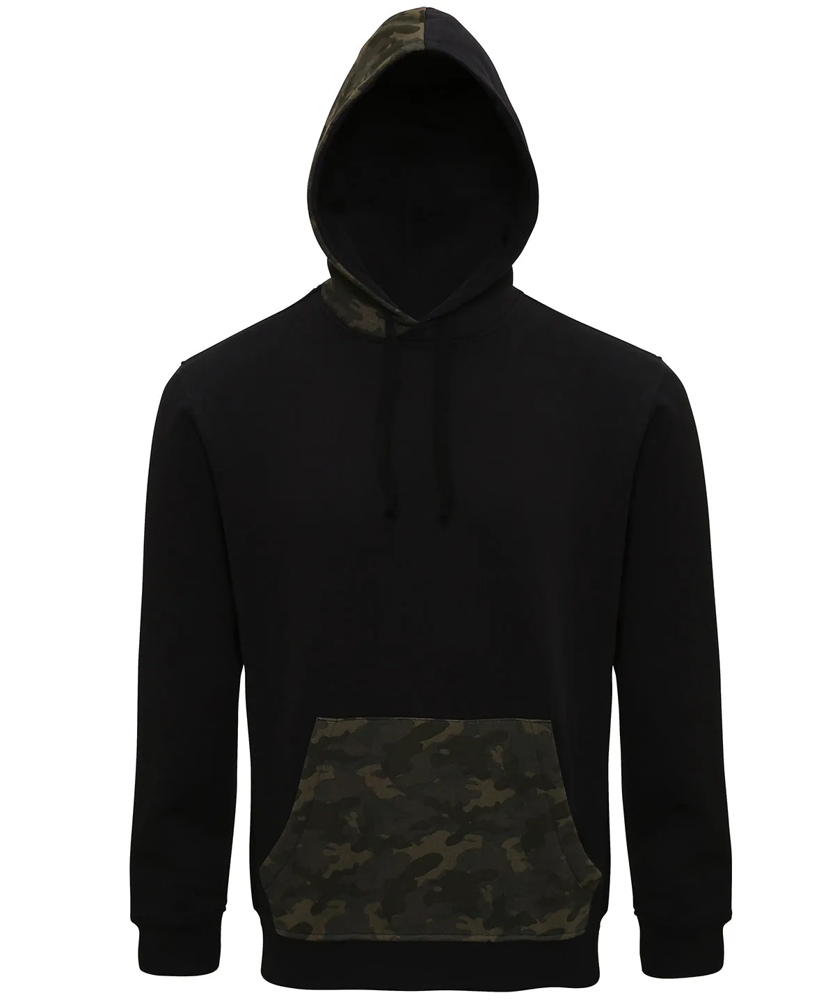 Black/Green Camo - Men's camo trimmed hoodie