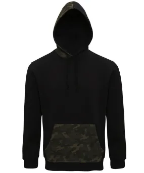 Black/Green Camo - Men's camo trimmed hoodie