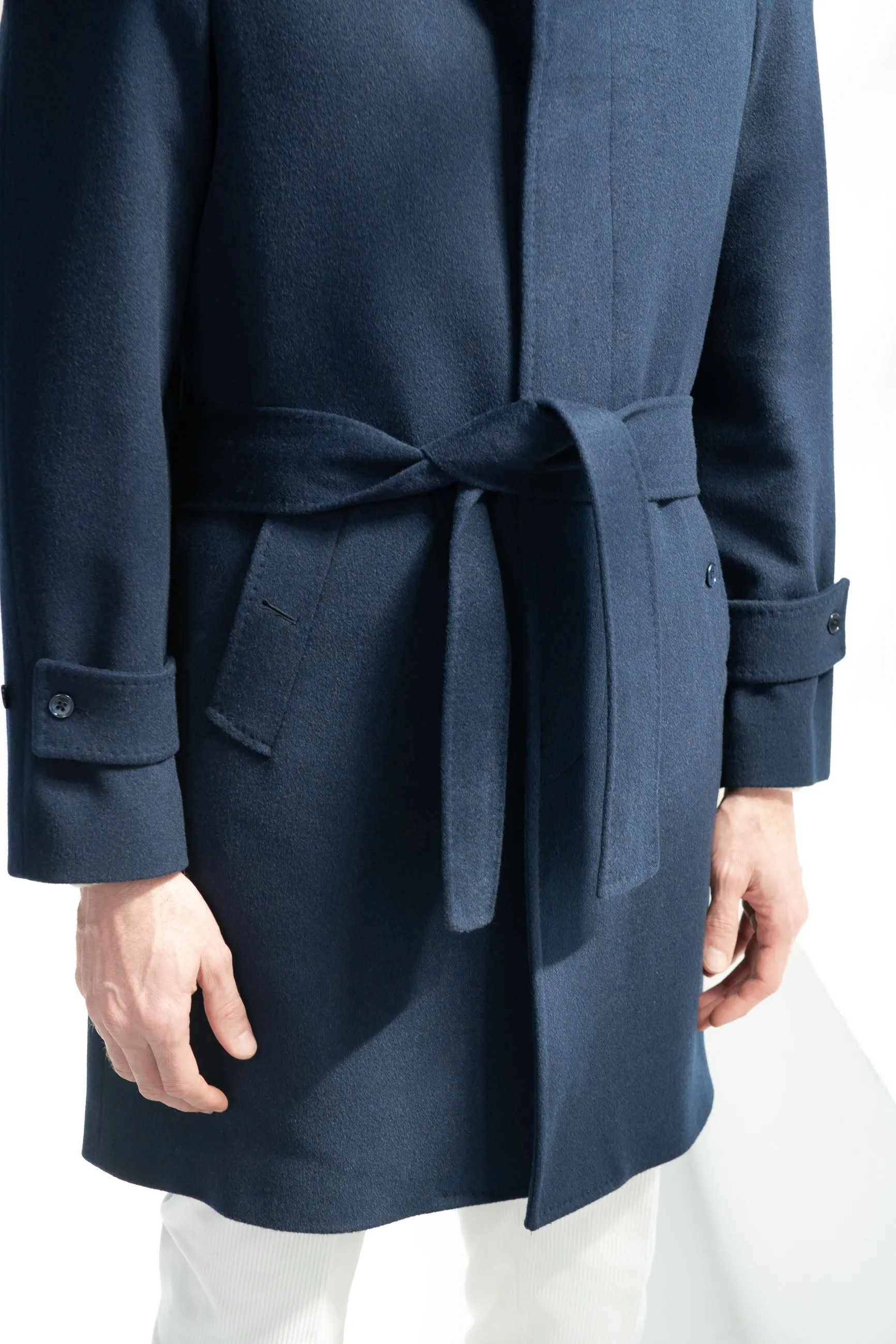 Blue Raglan coat in Loro Piana wool – Made in Italy