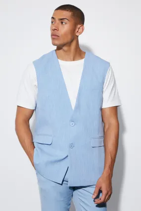 Boohoo Oversized Single Breasted Jacket Vest, Blue