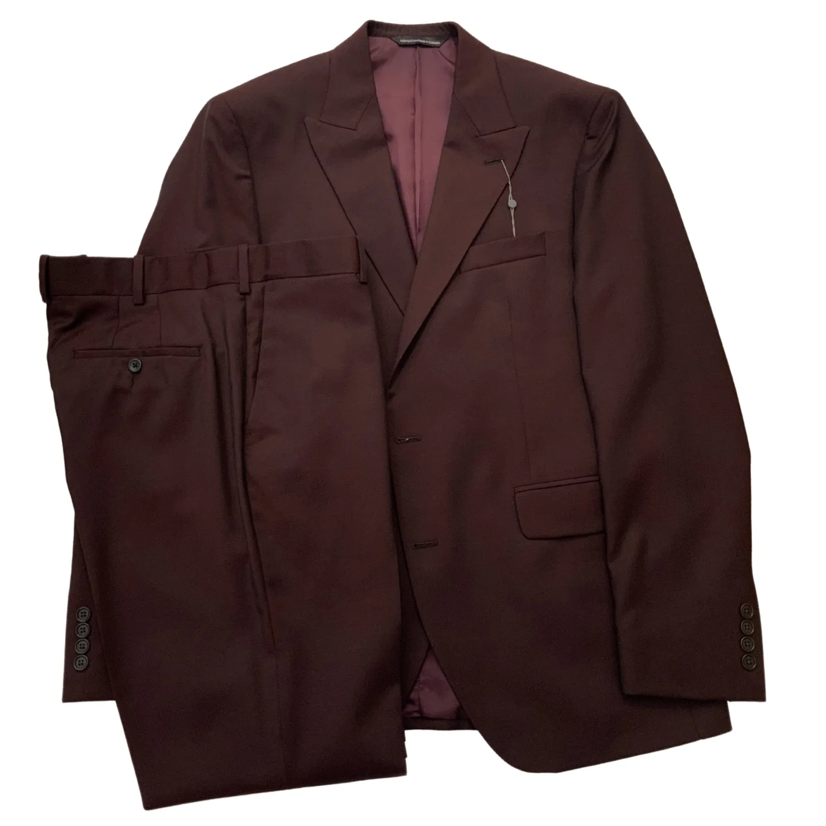 Bordeaux Sharkskin Two Button Sharkskin Wool Suit