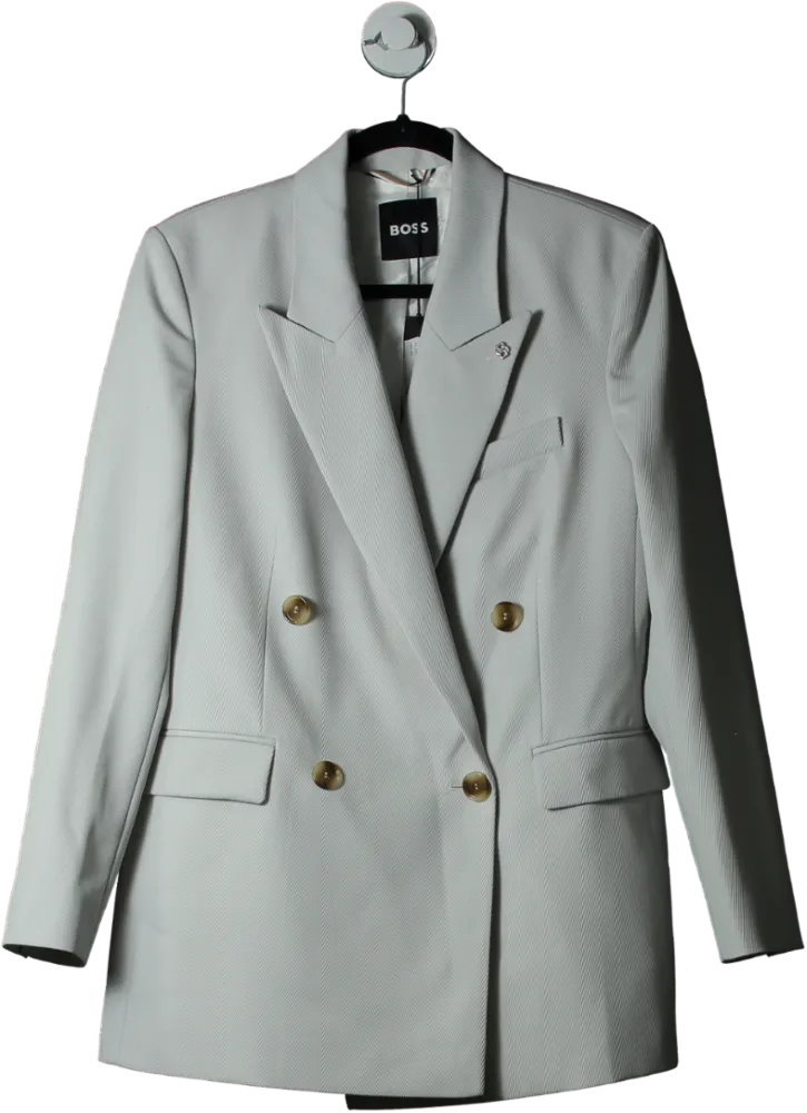 BOSS Grey Jaleto Double-breasted Blazer UK 10