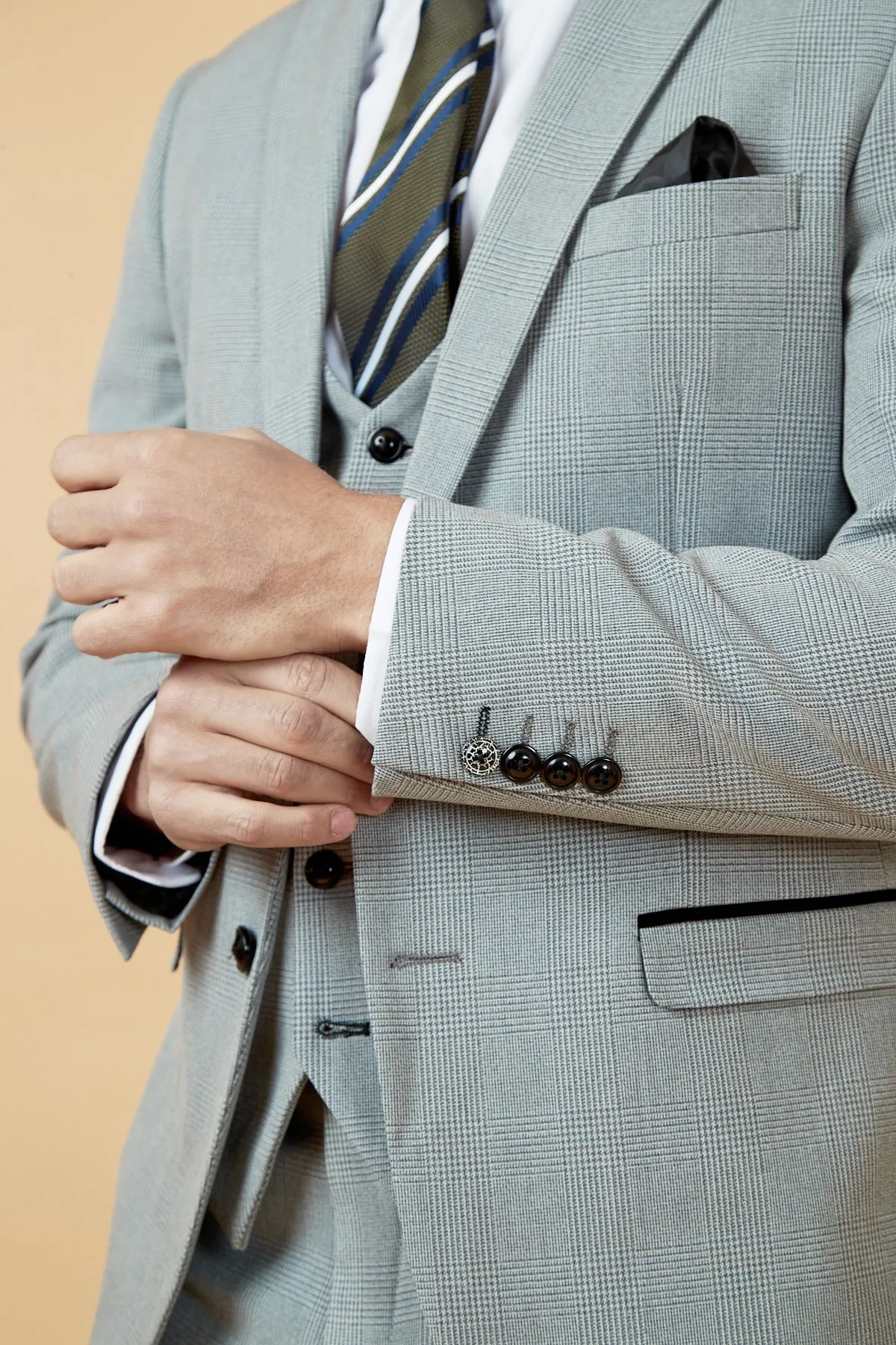 BROMLEY - Silver Grey Check Blazer