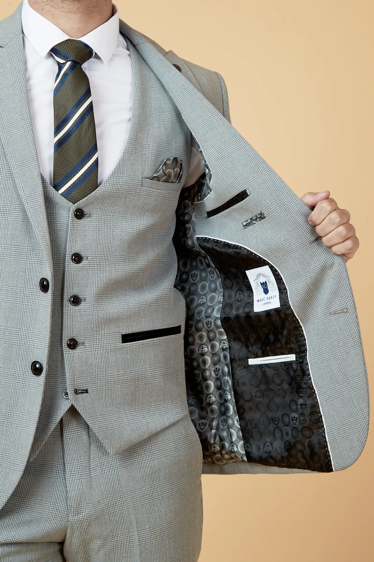 BROMLEY - Silver Grey Check Blazer