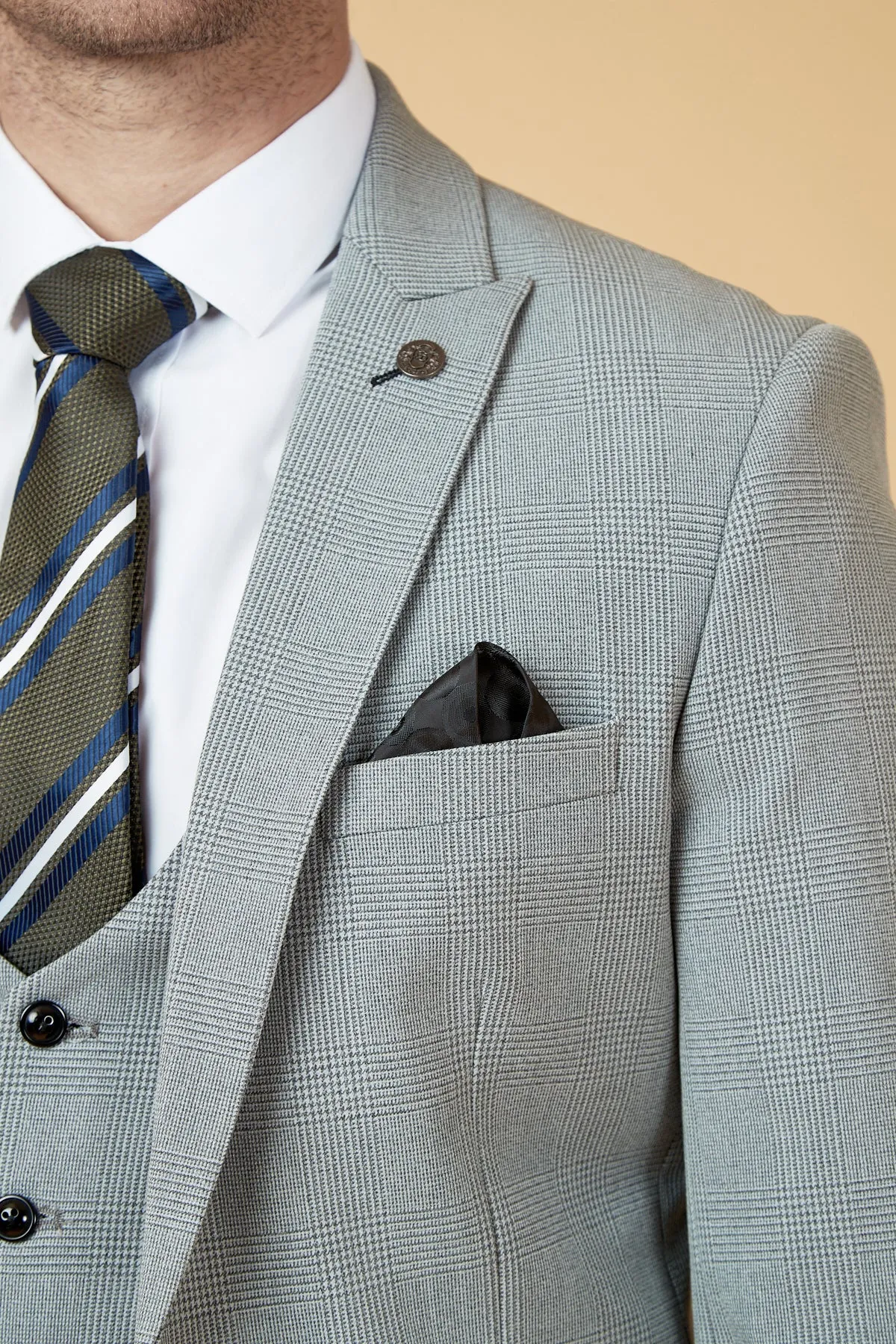 BROMLEY - Silver Grey Check Blazer