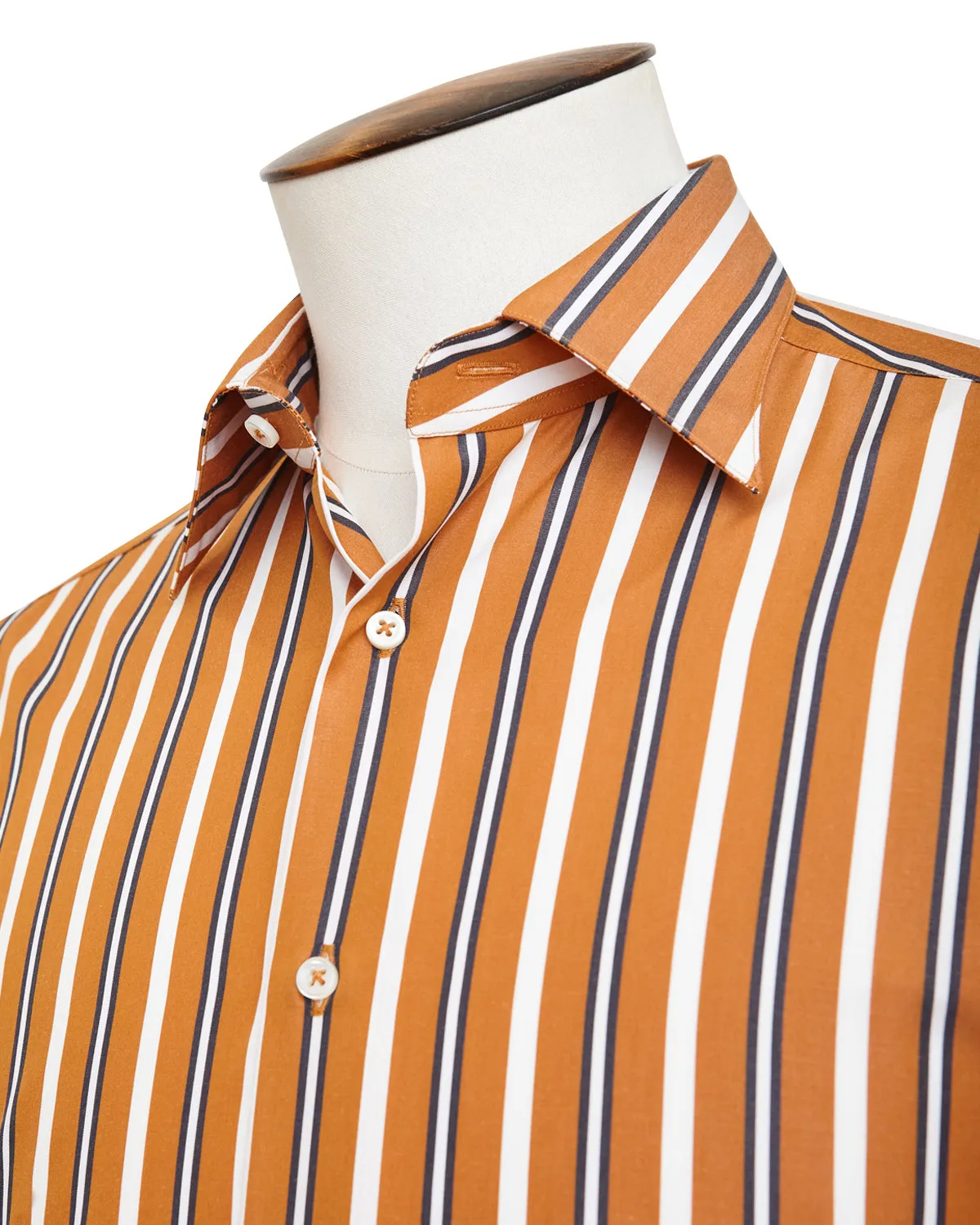 Burnt Orange Track Stripe Point Collar Shirt