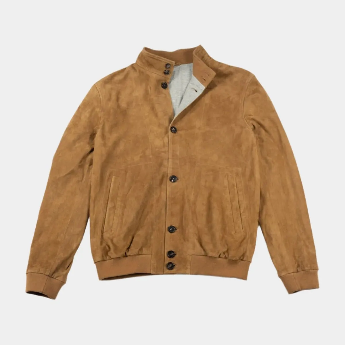 Camel Real Leather Suede Deck Bomber Jacket