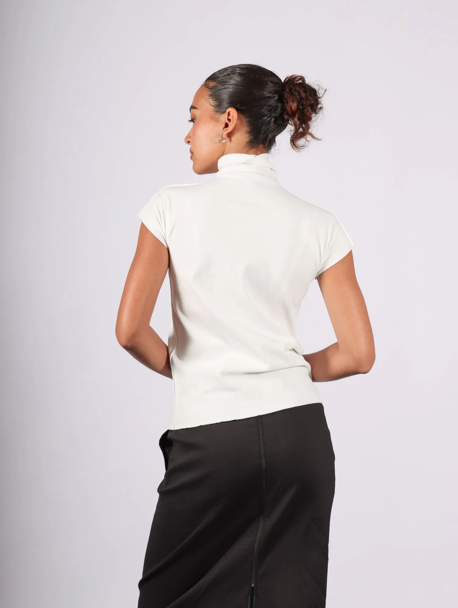 Cap Sleeve Cotton Baguette in White by Issey Miyake