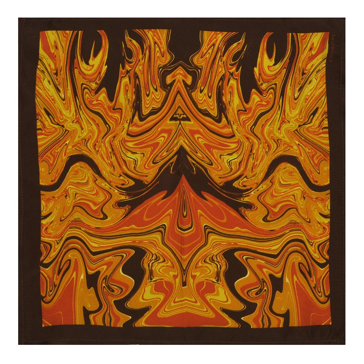 Chokore Choc Brown & Orange Silk Pocket Square from the Marble Design range