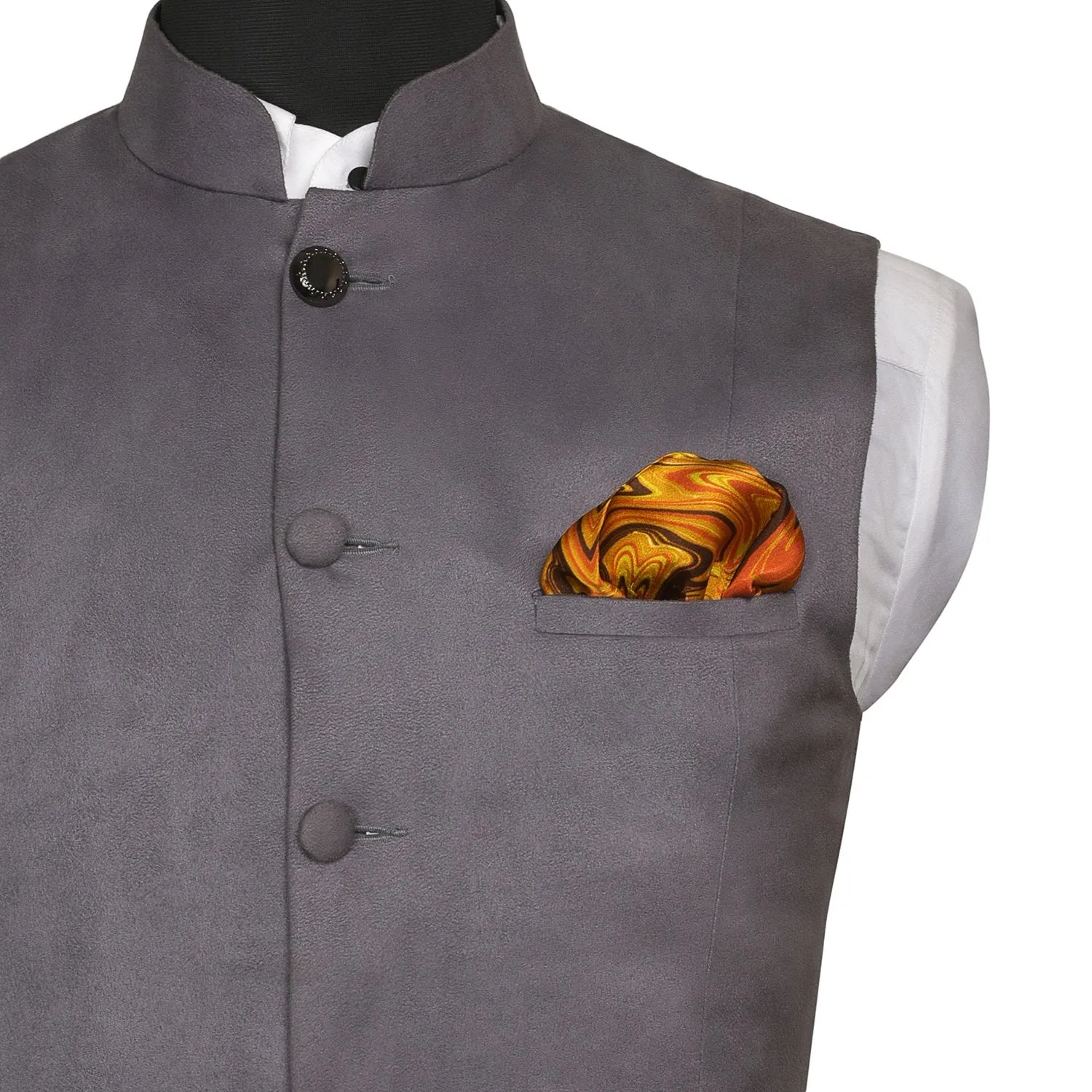 Chokore Choc Brown & Orange Silk Pocket Square from the Marble Design range