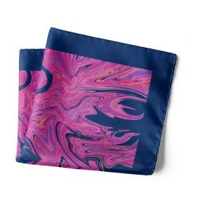 Chokore Navy blue & purple Silk Pocket Square from the Marble Design range