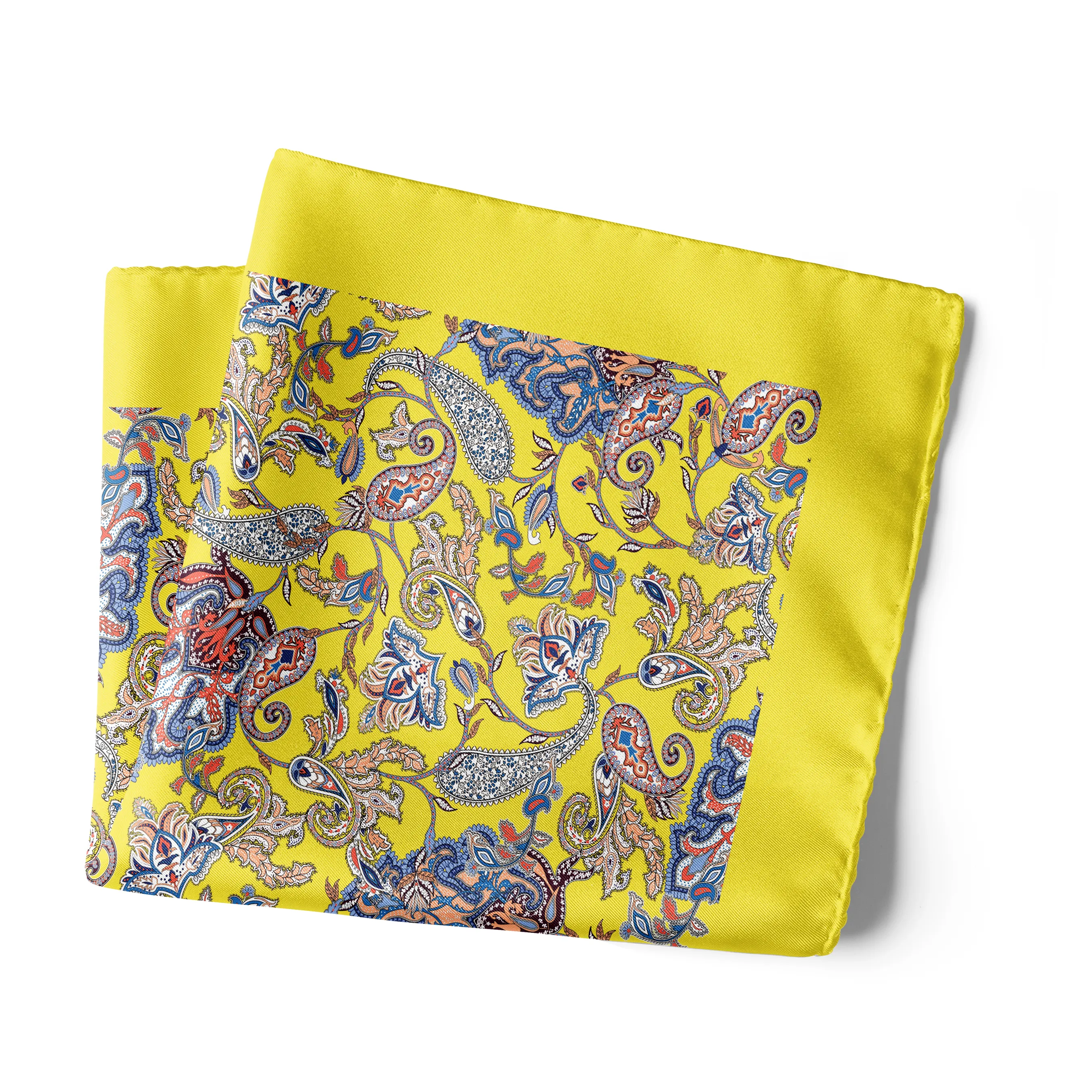 Chokore Yellow & Blue Silk Pocket Square - Indian At Heart line