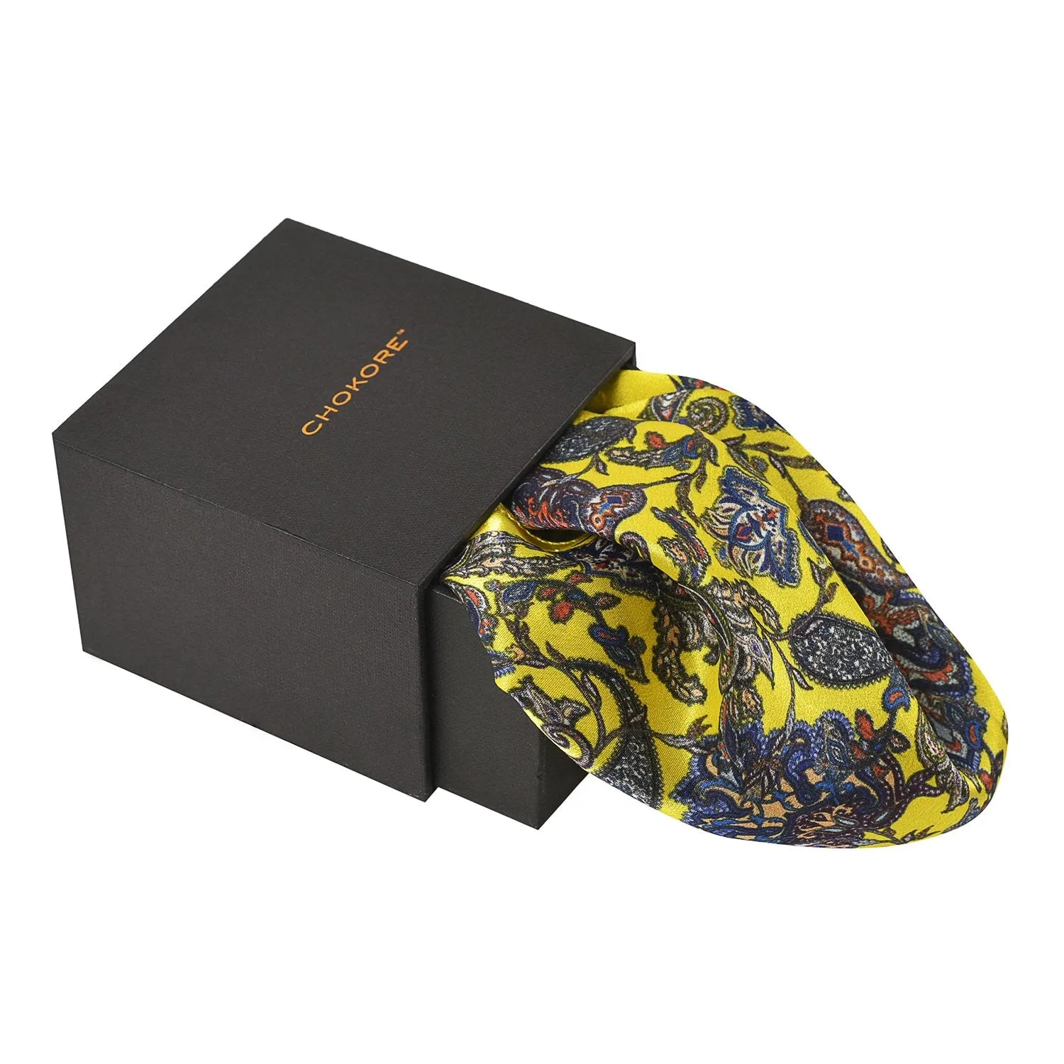 Chokore Yellow & Blue Silk Pocket Square - Indian At Heart line