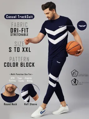 Colorblock Men Co-ord Set (Blue)