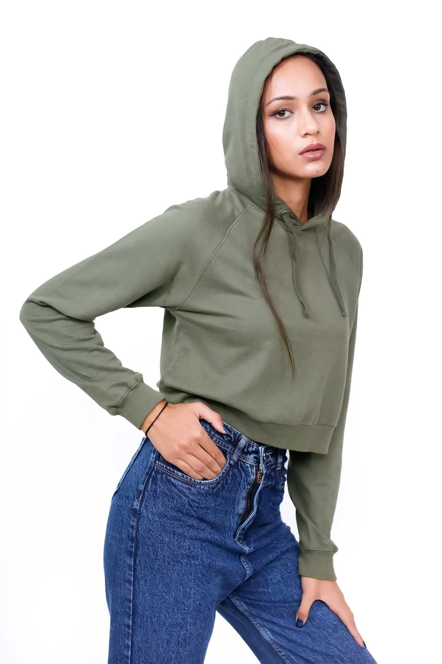 Crop Hoodie Olive