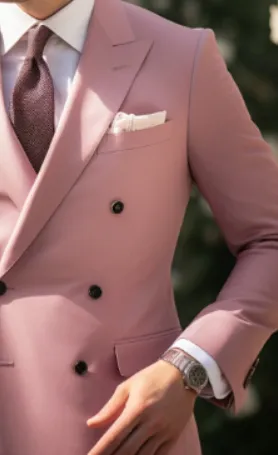 Dapper Men's Dusty Rose Double Breasted Suit