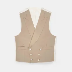 Double Breasted Wool Waistcoat in Buff Cream