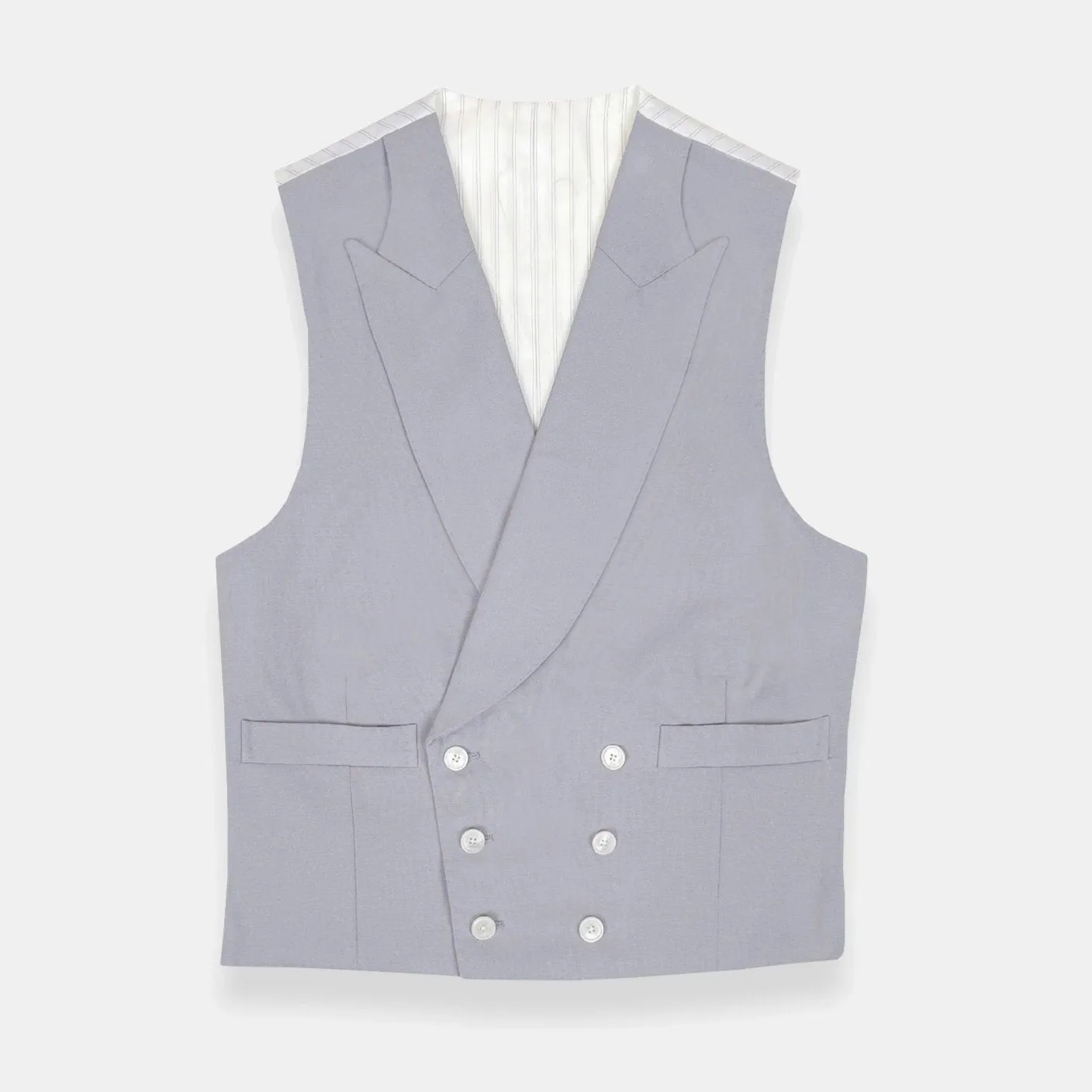 Double Breasted Wool Waistcoat in Dove Grey