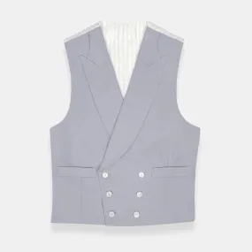 Double Breasted Wool Waistcoat in Dove Grey