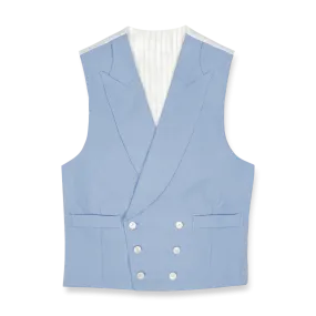 Double Breasted Wool Waistcoat in Pale Blue