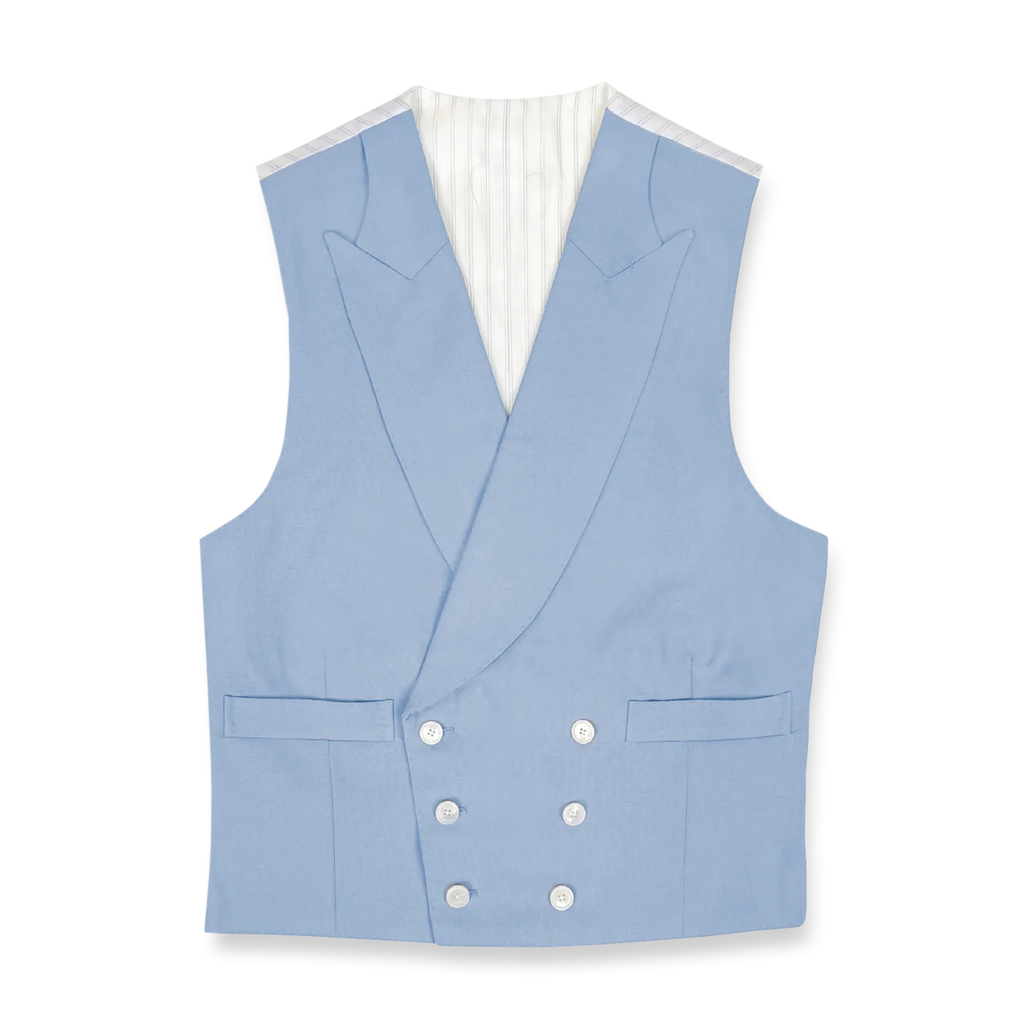 Double Breasted Wool Waistcoat in Pale Blue