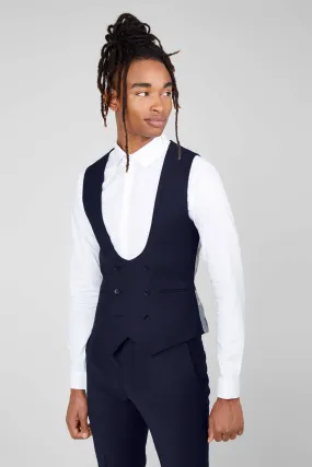 Ellroy Skinny Fit Dark Navy Wool Waistcoat - ARCHIVE