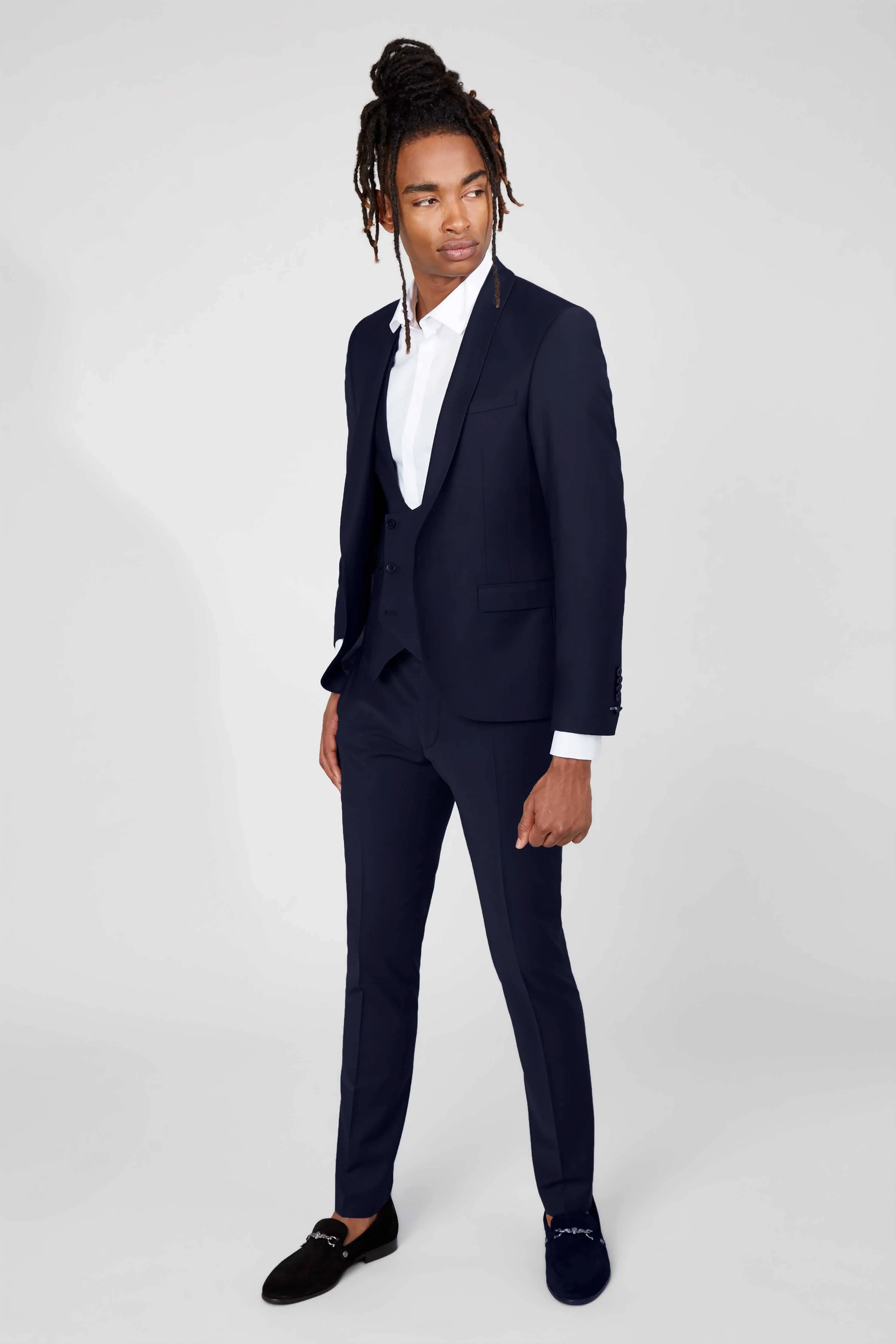 Ellroy Skinny Fit Dark Navy Wool Waistcoat - ARCHIVE