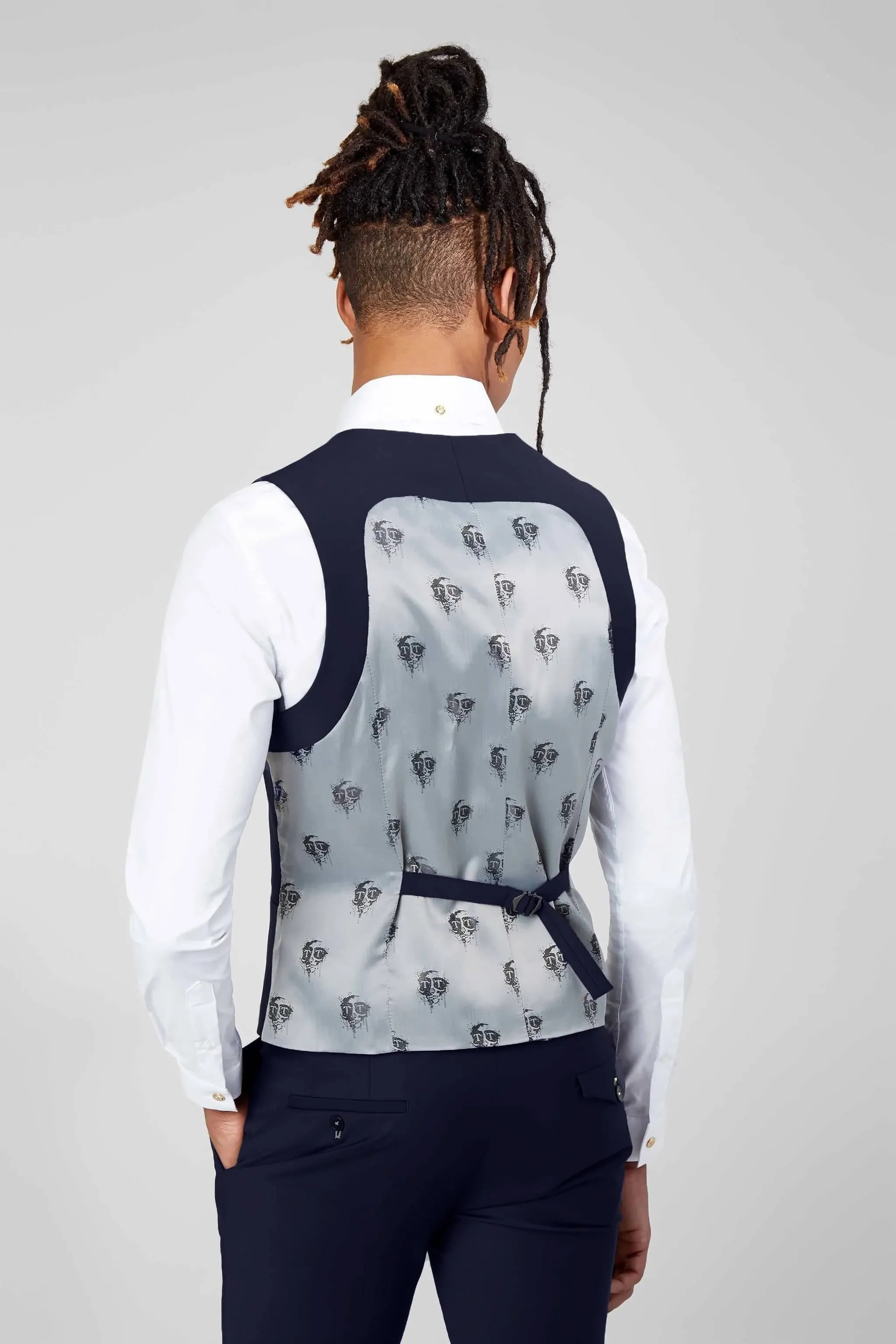 Ellroy Skinny Fit Dark Navy Wool Waistcoat - ARCHIVE