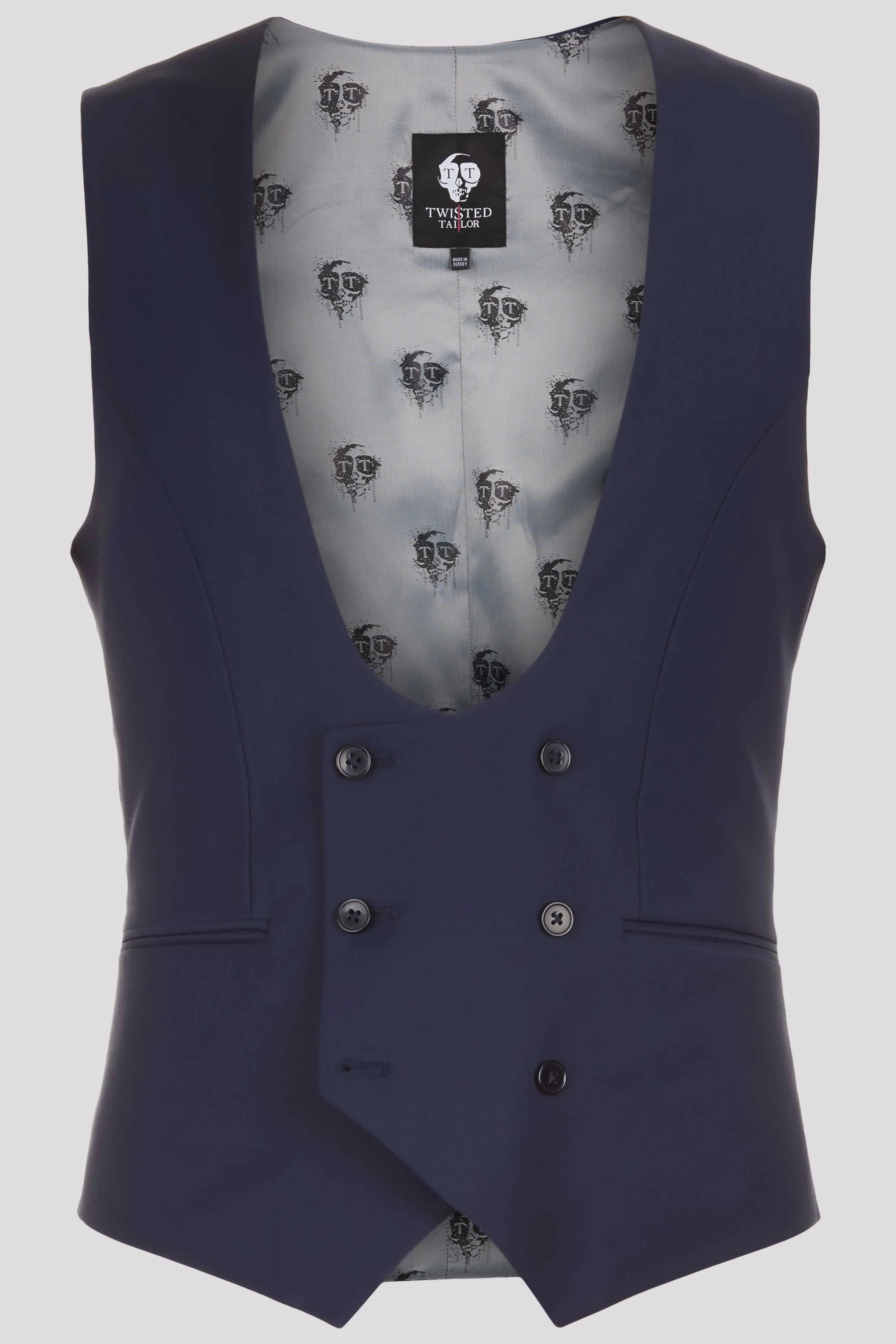 Ellroy Skinny Fit Navy Wool Waistcoat - ARCHIVE