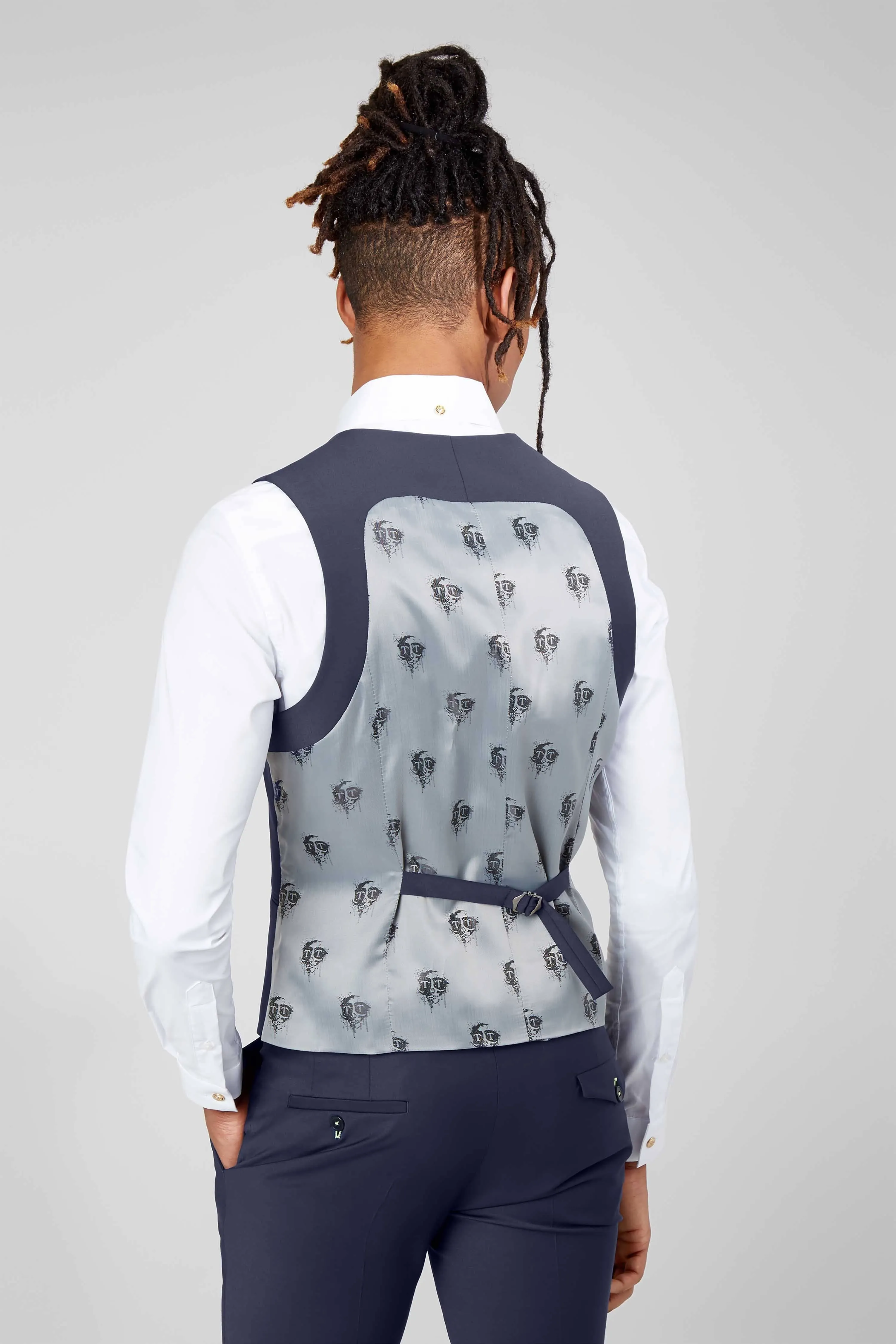 Ellroy Skinny Fit Navy Wool Waistcoat - ARCHIVE