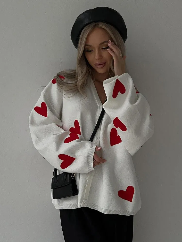 Embroidered Love Heart Knitted Sweater