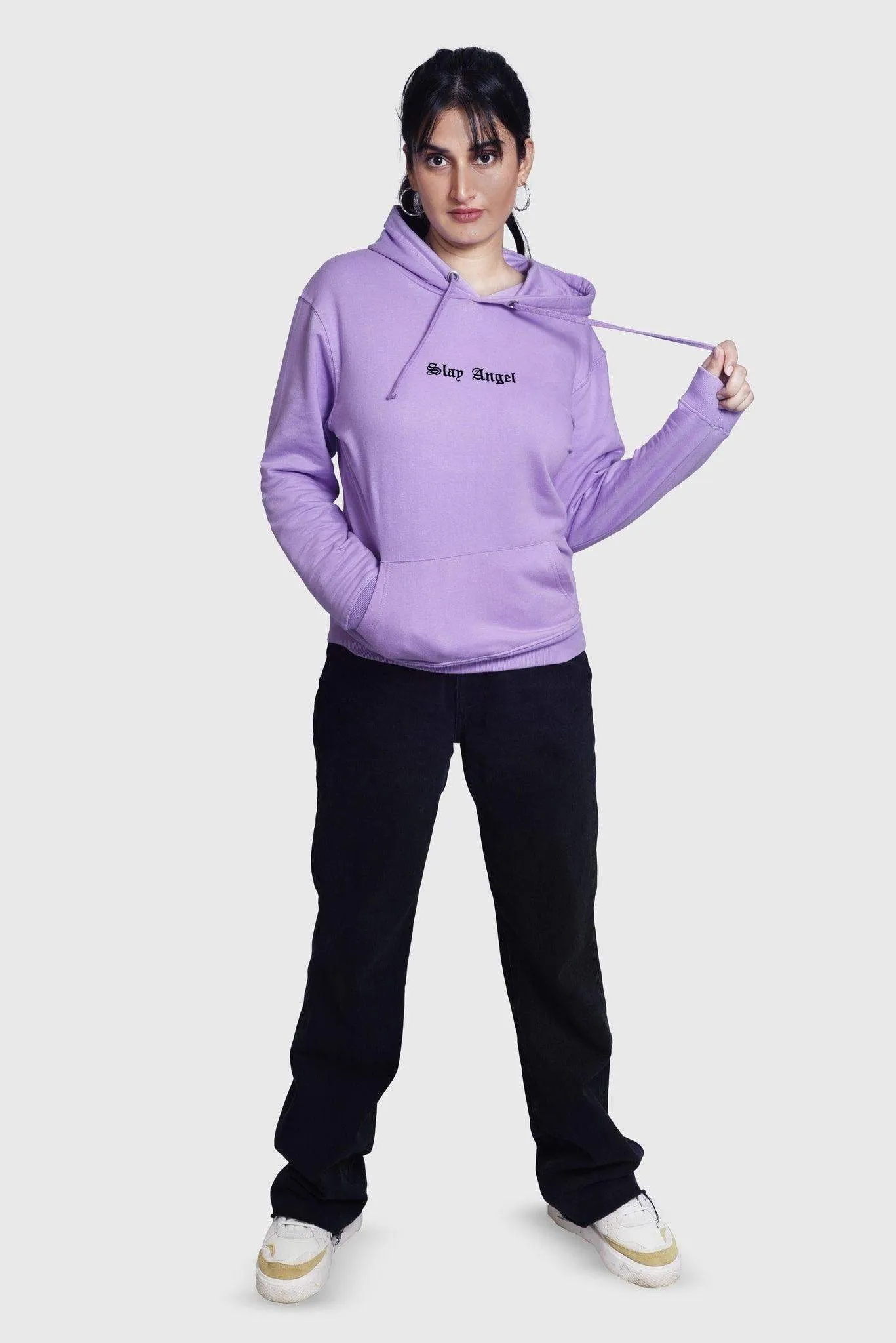 Embroidered  Oversized Hoodie Lilac - Fleece