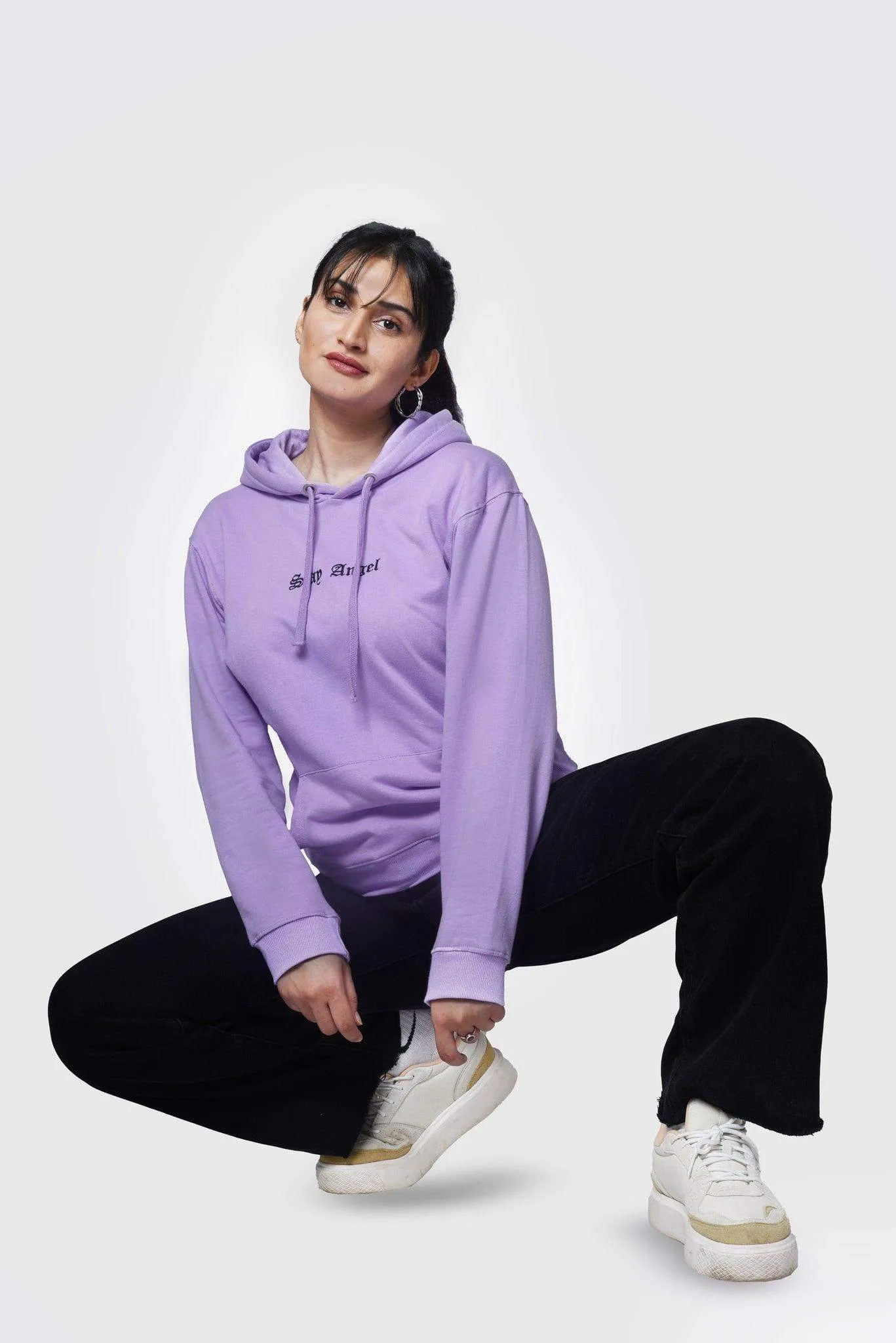 Embroidered  Oversized Hoodie Lilac - Fleece