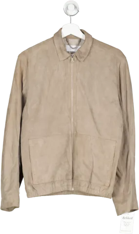 enlist Beige Suede Bomber Jacket UK XS