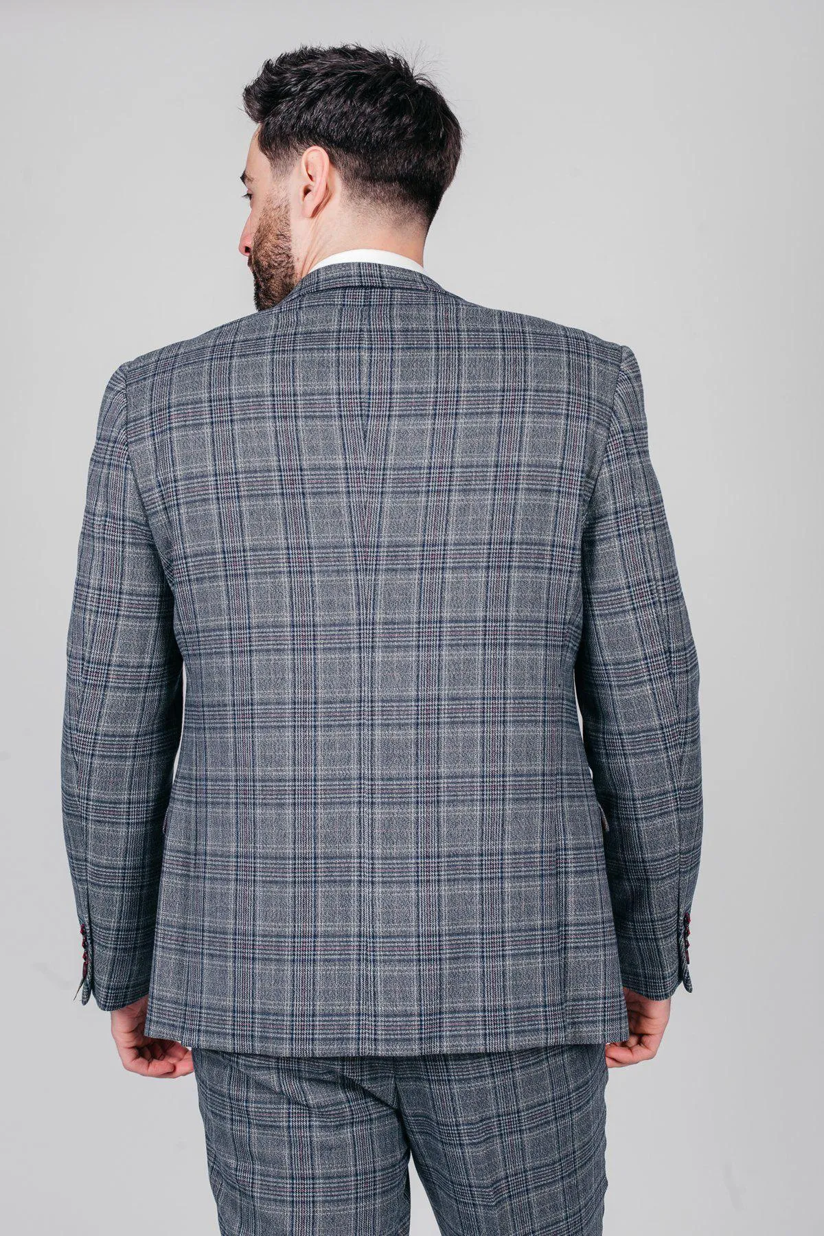 ENZO - Blue Grey Tweed Check Blazer