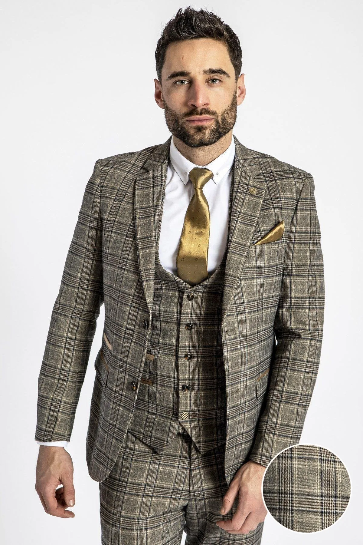 ENZO - Tan Tweed Check Blazer