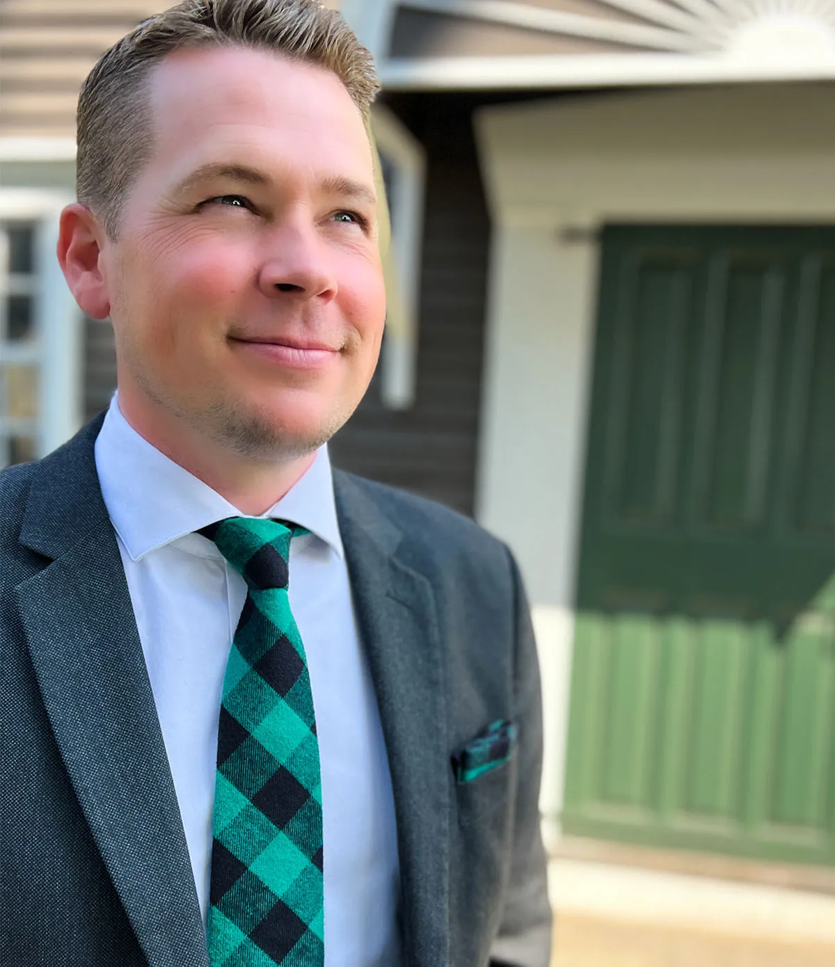 Flannel Pocket Square - Green Buffalo