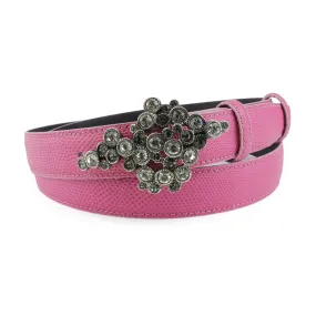 Flashdance Pink Carung Texture Narrow Crystal Bubble Belt