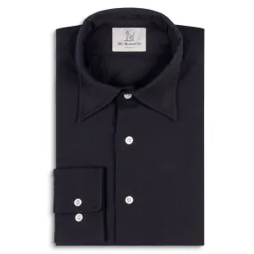 Fox Double Brushed Cotton Navy Plain Collar Casual Shirt