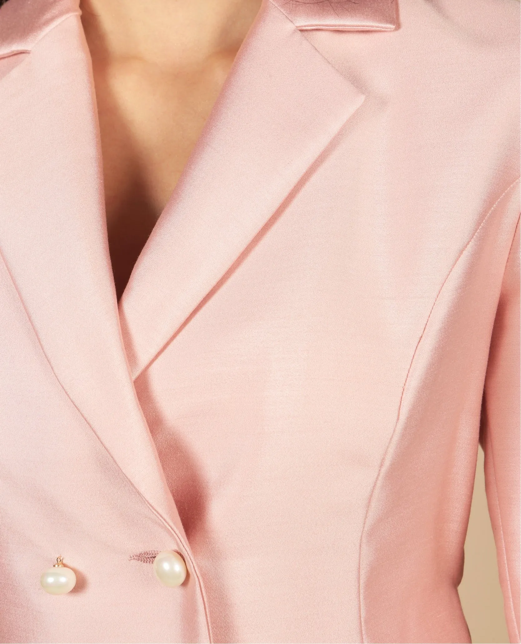 'Grace' Silk and Wool Blazer in Rosa