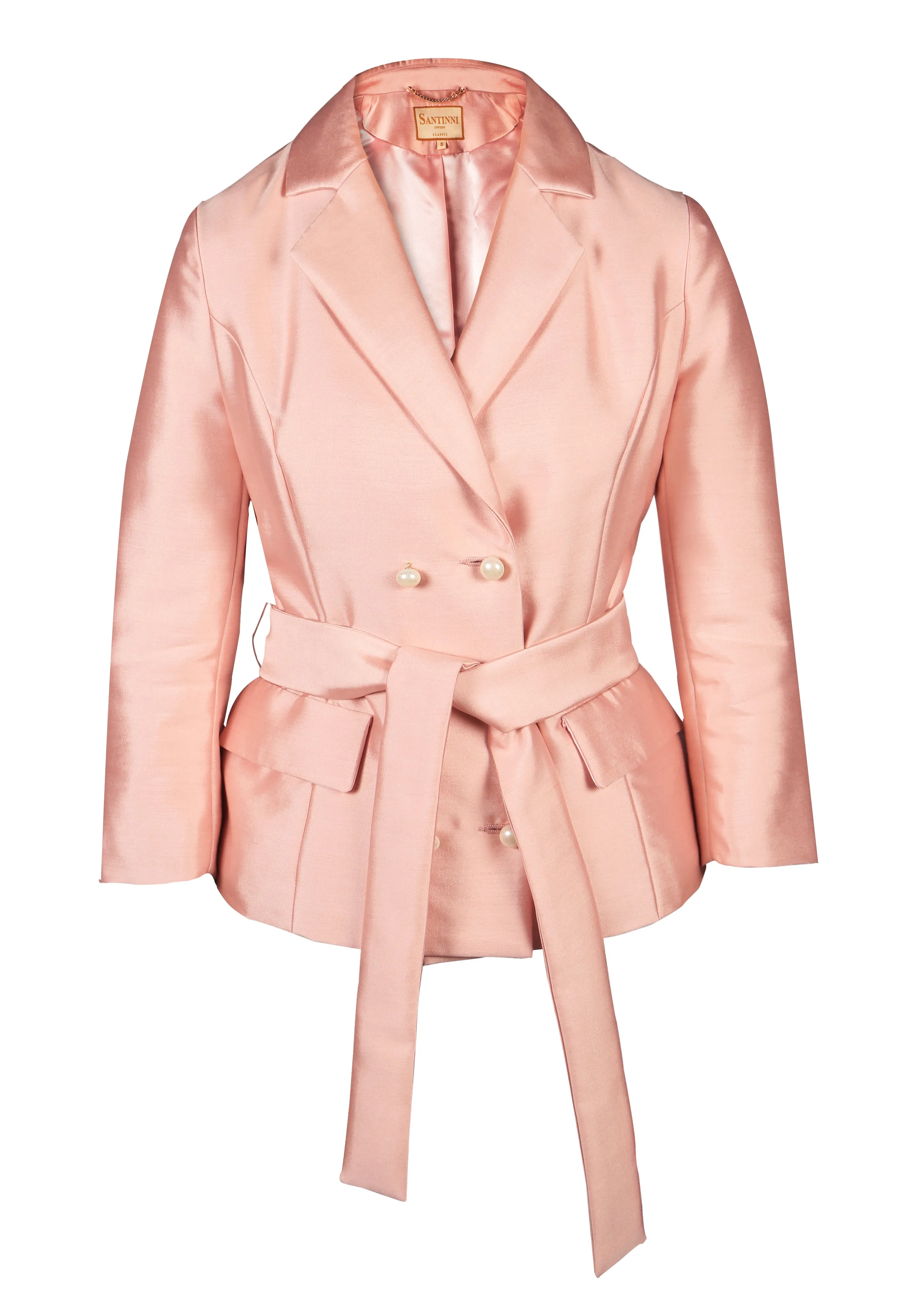 'Grace' Silk and Wool Blazer in Rosa