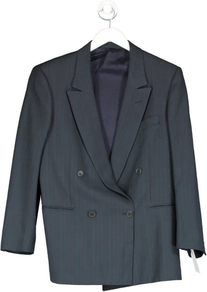 GUZMAN Blue Double Breasted Pinstripe Blazer UK M